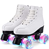 Patines LED,Patines En Paralelo Niña/Mujer,Patines 4 Ruedas Hombre,Top Alto Clásico PatinesSobreRuedas Adulto,monocromático es Adecuado para el Graffiti,Adecuado para Principiantes Al Aire Libre (40)