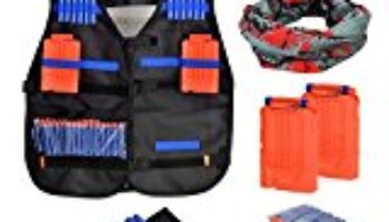 Chaleco Nerf para Niños | 50PCS Dardos Élite+1 Gafas de Seguridad+1 Braga del Cuello+2 Cargadores+1 Muñequera | Chaqueta Táctico Nerf Accesorios [OFERTAS]