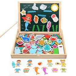 Tablero de Dibujo Magnético Lateral Doble de Madera Rompecabezas 110+ Piezas para Niños de Más de 3+ Años [OFERTAS]